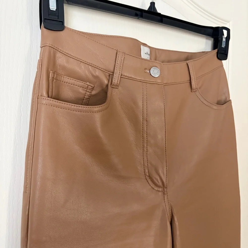 Wilfred Aritzia Melina Low Rise Brown Vegan leather Pants, 4 - Picture 4 of 13
